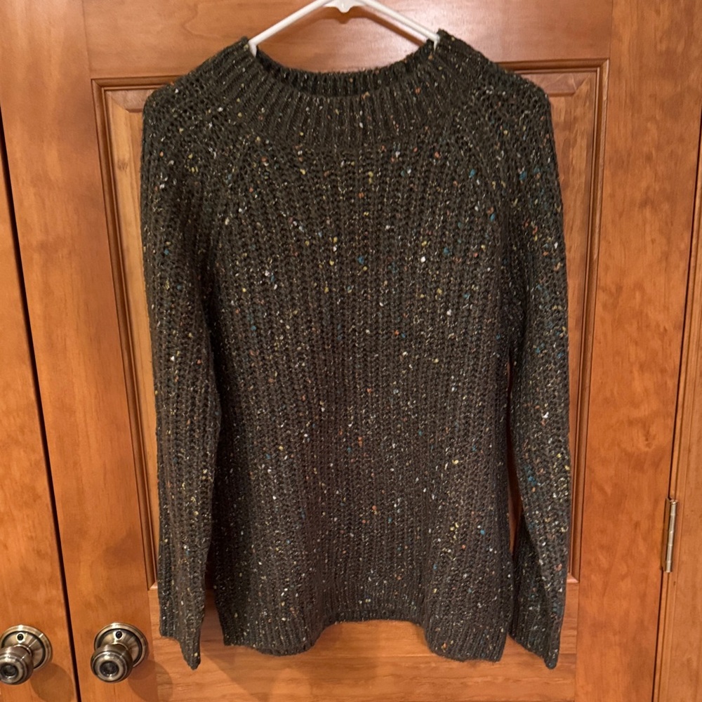 Talbots Green Sweater with Colorful Flecks